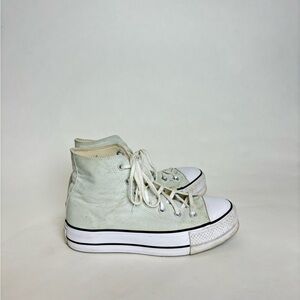 Mint green chunky high top converse